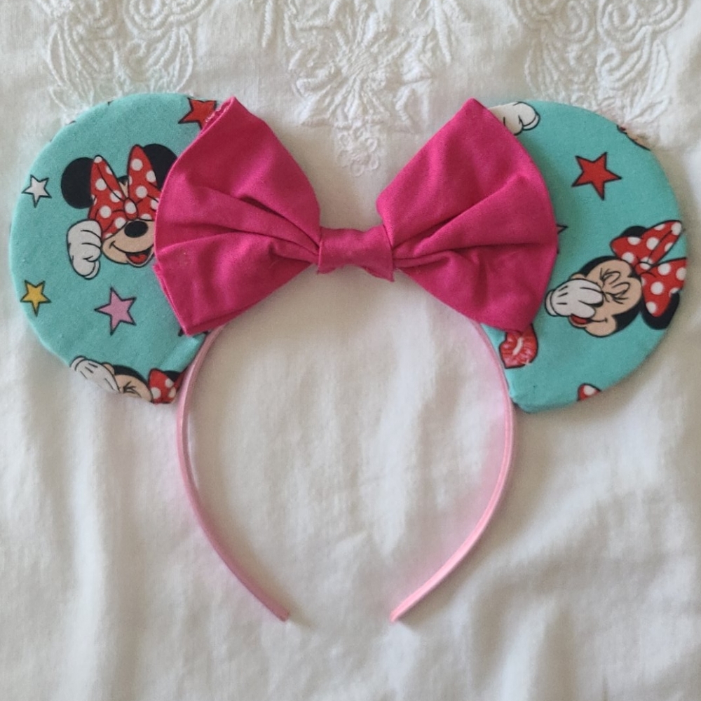 Pink and Turquoise Minnie Mouse Ears